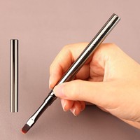 Ensemble de pinceaux d'art d'ongle de luxe manche en métal pinceau de revêtement d'art d'ongle outil de pointillage plat 3D fleur UV Gel ensemble de pinceaux