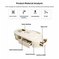 Table basse ovale extensible de style crème en bois massif avec 4 tiroirs pour la décoration du salon, entièrement assemblée