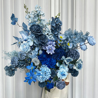Fleurs artificielles en soie bleu pâle pour mariages, hôtels, décors de plafond et de scène - Roses, hortensias, lys, tulipes