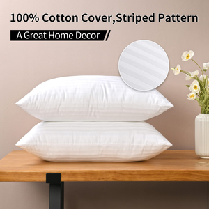 Tiêu chuẩn OEKO-TEX 100 2-gói Trắng Vua kích thước sợi nhỏ Giường Khách Sạn gối 1cm sọc thay thế giường cổ ngủ gối - Product Image 4