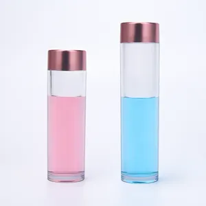 热卖宠物粉色蓝色厚壁塑料瓶50毫升80毫升100毫升塑料胶囊药瓶，带玫瑰金盖子