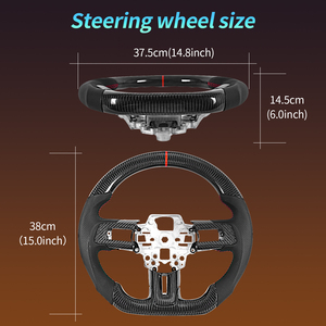 Volant en fibre de carbone en forme de D, fond plat avec perforations pour Mustang EcoBoost/GT/Shelby GT350/GT350R 2018-2023 - Product Image 5
