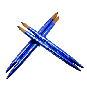 Pinceau à ongles en acrylique Kolinsky, manche en métal bleu, logo personnalisé, tête en poils Kolinsky, pinceau pour poudre acrylique, pour salon de manucure - Product Image 3