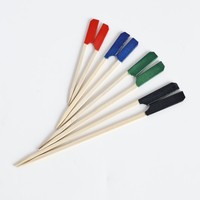 Brochettes en bambou Teppo à pointe colorée avec logo personnalisé, pics plats biodégradables pour la décoration de mariages, banquets et événements