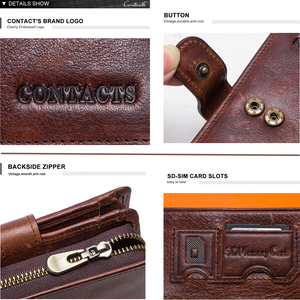 Portafoglio Bifold da Uomo Contact's Dropship Vintage in Vera Pelle con Protezione RFID Portafoglio Grande Capacità con Portamonete a Cerniera - Product Image 6