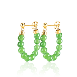 Old material spinach green natural andite jadeite jade pendant earrings with <b>silver</b> ear <b>studs</b> S925 <b>silver</b> set with jade - Product Image 2