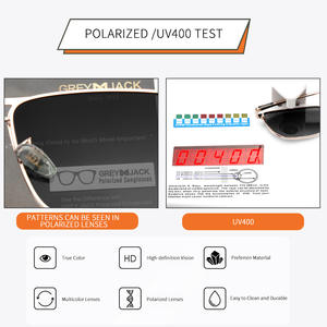 Lunettes de soleil polarisées pour hommes Grey Jack, monture carrée en métal, UV400, anti-éblouissement, pour les sports de plein air, la conduite, la mode - Product Image 5