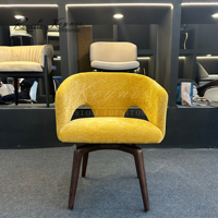 Fauteuil pivotant de salle à manger Keynes, structure en bois de noyer, chaise rembourrée en chenille pour hôtel, restaurant, espace commercial
