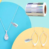 Formes personnalisées autocollant adhésif inviolable suivi étiquette de sécurité pour bijoux 500 pièces/rouleau imprimable bijoux étiquettes de codes à barres