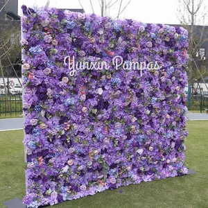 Panneau mural de fleurs artificielles pour événement Panneau de fond de scène de mariage Décoration verticale de jardin Fleurs artificielles Fond de mur