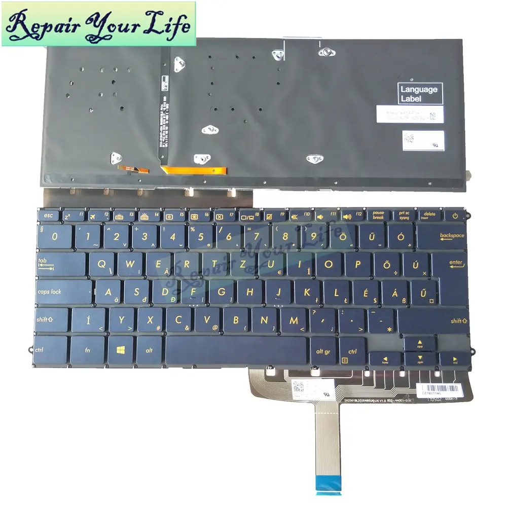 HU Keyboard Laptop Bahasa Hungaria untuk ASUS ZenBook 3 Deluxe UX490 UX490CA UX490UA 0KN1-1S1HU26 Tombol Backit Hitam Harga Rendah