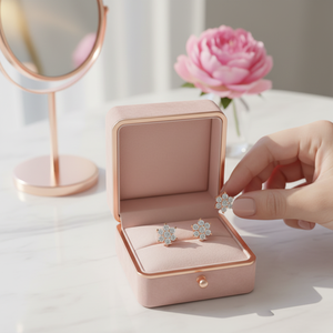 Meilleure offre sur des boucles d'oreilles pour enfants et femmes en or rose avec diamants ronds de 0,45 carat, forme florale, 100% diamants véritables - Product Image 3