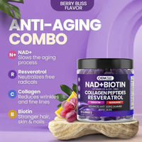 Complément Antioxydant NAD+Plus Collagène Resvératrol Contenant du Nicotinamide Ribose et de la Vitamine, Gummies de Biotine pour Soutenir la Production Naturelle de NAD