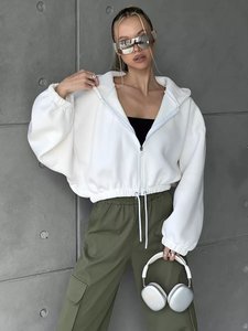 DUOLLB <span class=keywords><strong>Sweat</strong></span>-shirt à <span class=keywords><strong>capuche</strong></span> <span class=keywords><strong>zippé</strong></span> décontracté pour <span class=keywords><strong>femme</strong></span>, manches longues, style club, coupe oversize, grandes tailles, idéal pour les tenues d'hiver - Product Image 2