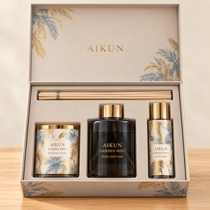 Aikun Garden Mist Botanical Floral Three Piece Aromatherapy Gift Box Set with Reed <b>Diffuser</b> Candle Room Spray for Housewarming - Product Image 3