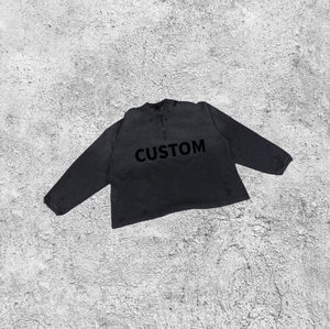 Sweat-shirts en molleton à manches longues et fermeture éclair, en coton vintage, vente chaude du fabricant, design de logo personnalisé, pour hommes, lavés - Product Image 1