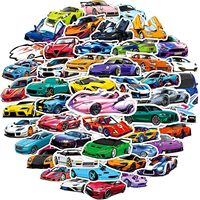 Autocollants de super voitures pour adultes, vinyle résistant personnalisé, autocollants de course imperméables pour bouteilles d'eau, ordinateurs portables, skateboards et casques