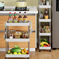 En gros, Étagère de rangement mobile multi-niveaux en acier inoxydable, sur pied, pour espaces étroits de cuisine et espaces restreints de salle de bain