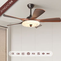 Ventilateur de plafond rétro américain du milieu du siècle avec lampe, pales droites en noyer, lumière LED 60W pour l'aménagement intérieur personnalisé et design
