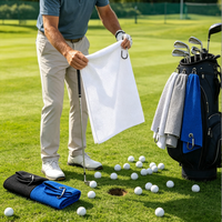 Serviette de golf en microfibre personnalisable avec logo, vente en gros, avec mousqueton, 16x20 pouces, tissage gaufré, séchage rapide, pliable en trois, pour le nettoyage