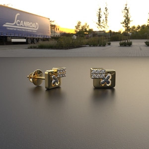 Boucles d'oreilles clous plaquées or 18 carats Avarta, tendance, cadeau de mariage pour femme, bijoux d'anniversaire, or 14 carats 18 carats - Product Image 1