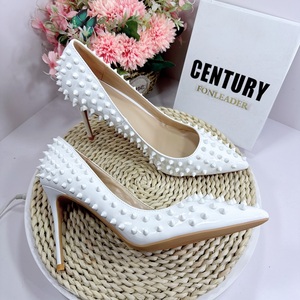 Zapatos de Tacón Alto de Moda con Remaches Blancos de 12 cm, Zapatos de Tacón de Aguja con Punta Puntiaguda para Mujer, Zapatos Sexys de Tacón Alto para Fiesta - Product Image 6