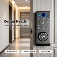 Serrure de porte intelligente biométrique à empreintes digitales, compatible WiFi, application Tuya, modes de déverrouillage multiples, clavier, portes en aluminium/bois, utilisation à domicile/hôtel