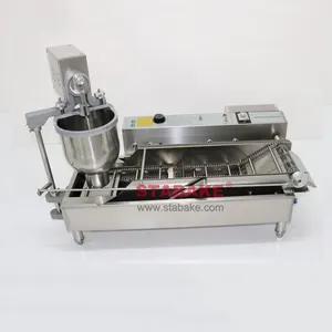 Máquina de rosquinha dupla, máquina de rosquinha automática completa e fritadeira para rosquinhas, leite, farinha 220v/50-60hz, elétrica, fornecida