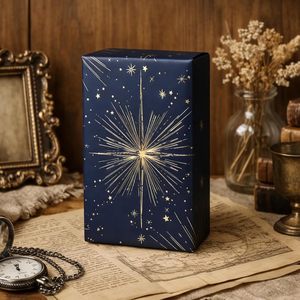 Blue Gold Starburst Wrapping <b>Paper</b> Reversible Double Side 1 Roll Gift Wrap For Birthday Valentine's Day Graduation Mother's Day - Product Image 2