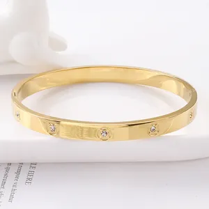 Pulsera de acero inoxidable para mujer, brazalete de oro, 2022