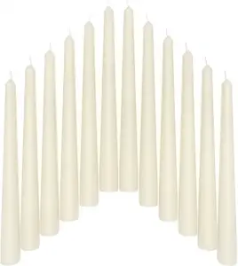 Drippless Unscented White Tall Taper Dinner Candle Sticks With Cotton Wicks