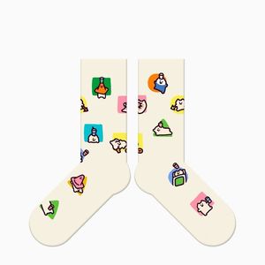 Chaussettes mi-mollet pour femmes, motif chat anime, absorbant la transpiration, en fibre de polyester, chaussettes sportives pour jeunes - Product Image 4