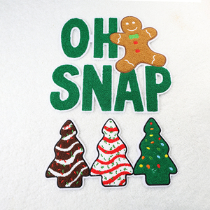 Moda Navidad Chenille Adhesivo Ropa Parches Parche de tela de sarga Logotipo personalizado - Product Image 5