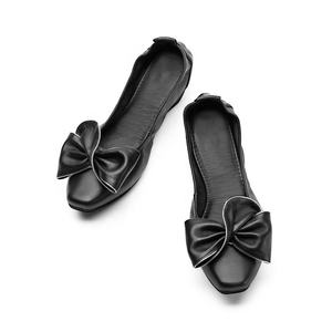 Zapatos planos <span class=keywords><strong>de</strong></span> cuero <span class=keywords><strong>de</strong></span> cabra <span class=keywords><strong>de</strong></span> suela blanda para mujer <span class=keywords><strong>de</strong></span> buena calidad <span class=keywords><strong>de</strong></span> fábrica con zapatos planos <span class=keywords><strong>de</strong></span> bailarina suave con lazo grande - Product Image 5