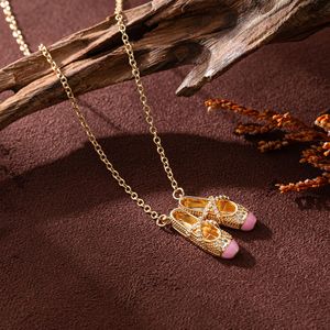 2026 Fashionable 18K Gold Plated <b>Copper</b> Necklace Zircon Ballet Shoes Pendant for Unisex Gift - Product Image 4