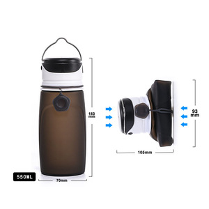 Botella de agua plegable de silicona de 550 ml, botella deportiva portátil para acampar y uso al aire libre - Product Image 3