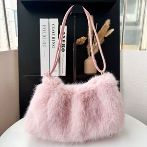 Neue Hengg Damen Mode Plüsch Einfarbige Lässige Reißverschluss Plissierte Mittelgroße Boston Bucket Bag Polyester-Futter Für Alle Jahreszeiten Sommer - Product Image 4