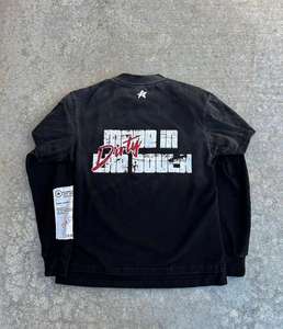 Chemises à manches longues à double empiècement, vente en gros, unisexes, effet vieilli, avec strass, t-shirts double couche de qualité supérieure - Product Image 6