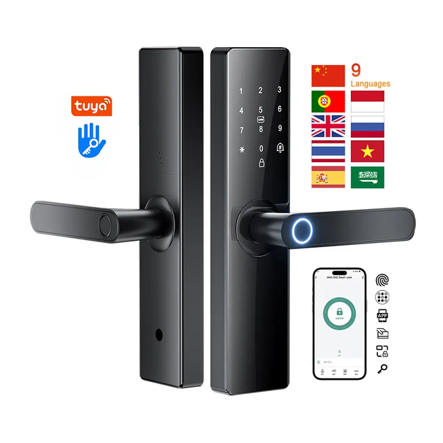 Tuya App Smart Digital Lock with Biometric Keypad Fingerprint Aluminum Alloy Cloud & Wi-Fi for Wood/Steel Doors Superior Quality
