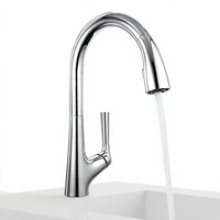 Robinet de cuisine extractible chaud/froid pour le commerce transfrontalier, finition gris anthracite, télescopique chromé