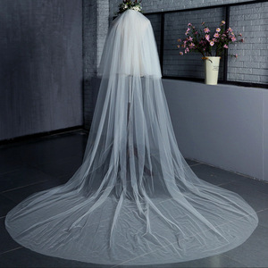 Velo de Novia Blanco Marfil en Oferta, Largo, Tipo Catedral, con Peineta, Dos Capas, Accesorios para Bodas - Product Image 4