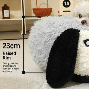 Cama Redonda para Mascotas con Diseño de Orejas de Alpaca, Cama para Perros y Gatos de Lana de León, Gruesa y Cálida, Nido Acogedor y Encantador para Mascotas Pequeñas y Medianas, Uso en Interiores - Product Image 5