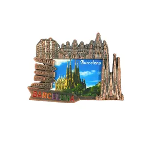 थोक मुद्रण बार्सिलोना शैली फोटो फ्रेम चुंबक फ्रिज कस्टम 3d स्मारिका फ्रिज चुंबक