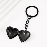 Ywyougang Porte-clés Cœur Double 4 Couleurs, Cadre Photo Ouvrable, Pendentif Amour en Acier Inoxydable, Cadeau