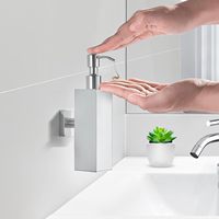Distributeur de savon mural en acier inoxydable 304 chromé brossé argenté, support distributeur de savon pour salle de bain, vente chaude
