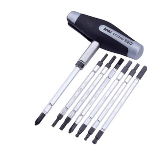 Juego de Destornilladores de Trinquete Anex No 3350 H con Puntas Magnéticas, Cabeza Plana, Mango Antideslizante, Kit de Herramientas para Bricolaje - Product Image 1