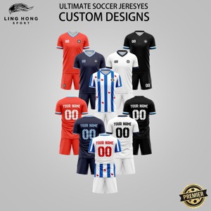 Maillots de football personnalisables 100 % polyester unisexe, impression par transfert thermique de qualité supérieure, logos et numéros d'équipe, respirants, séchage rapide, manches courtes - Product Image 2