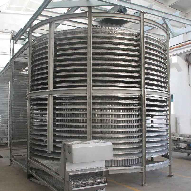 Çin Spiral hızlı dondurma makinesi dondurulmuş gıda ekipmanları et üretim hattı karides dondurucu