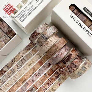 Baoren Retro RTS Juego de 8 Rollos de Cinta Adhesiva de Papel con Patrón Floral a Cuadros, Fácil de Rasgar, Adhesivo Acrílico, Decoración del Hogar, Decoración de Cuadernos - Product Image 3