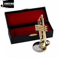 2024 Jingying Music Miniature Brass Wind Musical Instruments Model,Mini Trumpet Model Home Decoration Birthday Instrument Gift